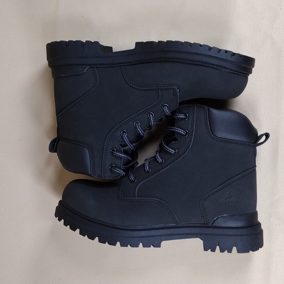 NWOT Ozark Trail Black Non-Marking Sole Faux Leather Work Utility Troy Boots - Picture 1 of 11